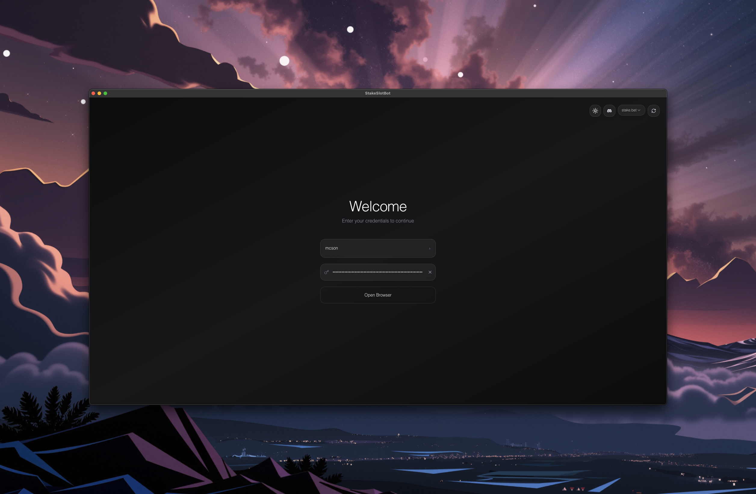 SSPilot Login Screen - Secure authentication