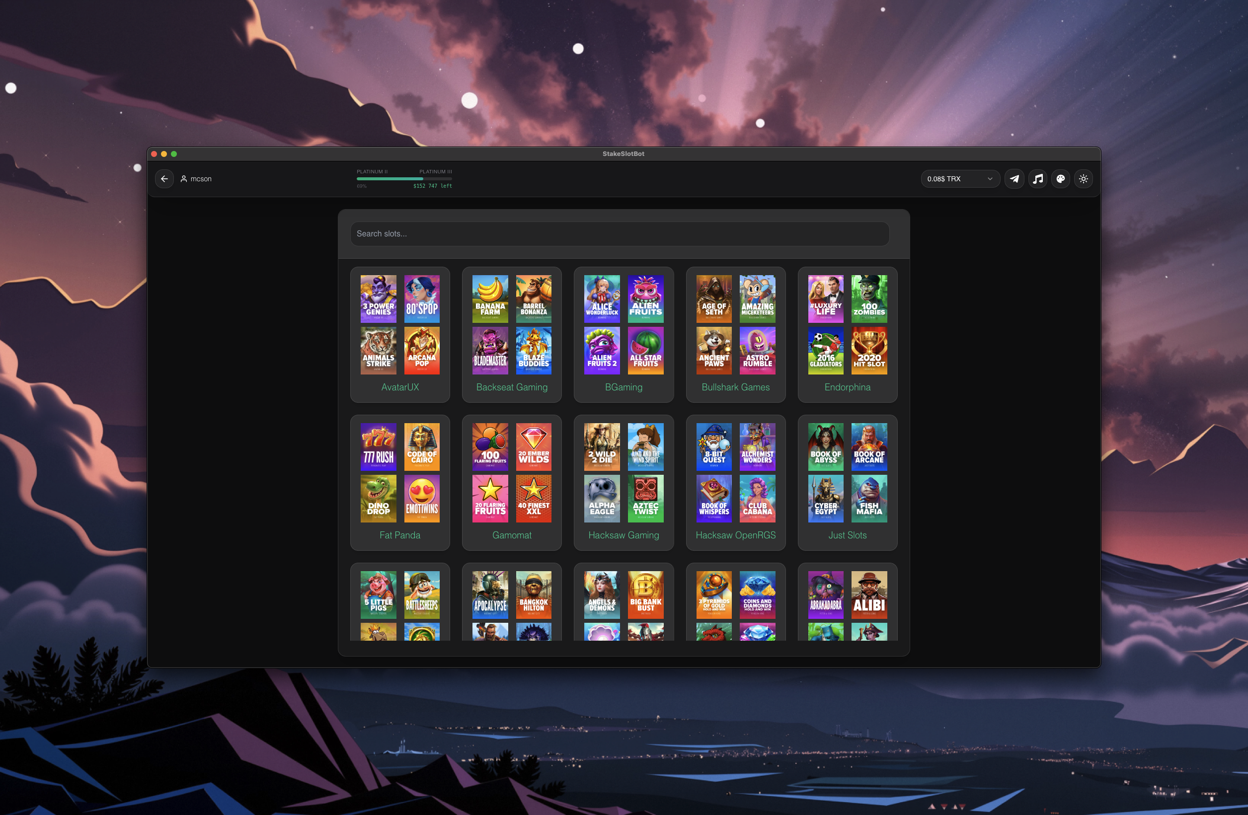 Slot Interface - Multi-slot spinning view